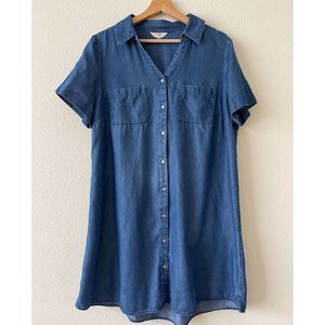 Terra sky Faux Blue Denim Button down Shirt Dress size 14W